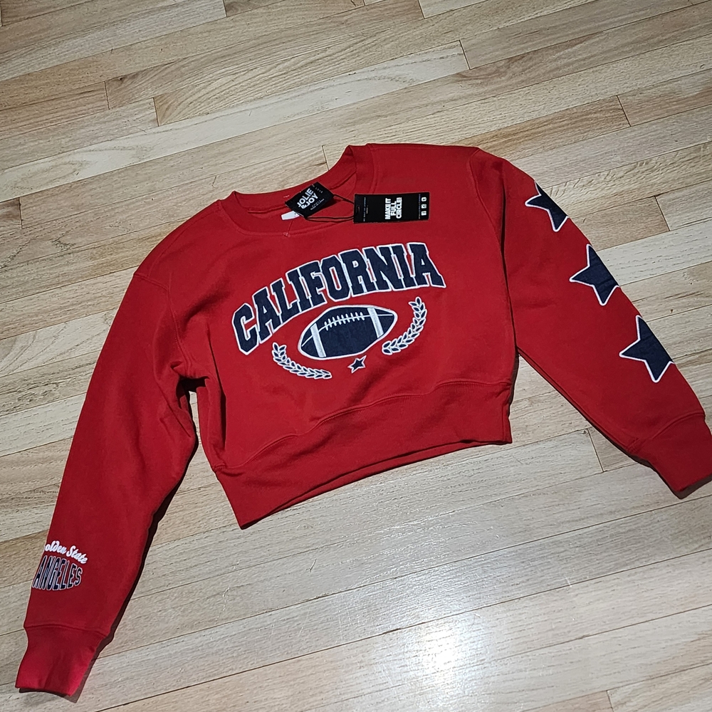 Jolie Red California Football Crop Top